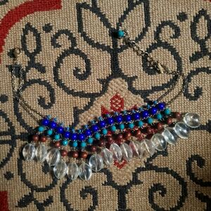 Free People Clear Ball Turqouise Beaded Ocean Blue Necklace